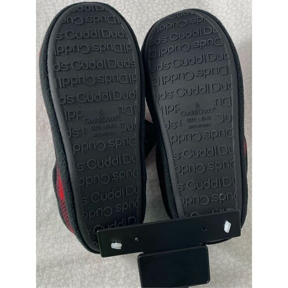 Cuddl Duds BOYS LARGE (5-6) Fleece Clog Slippers IN RED PLAID - Picture 7 of 10